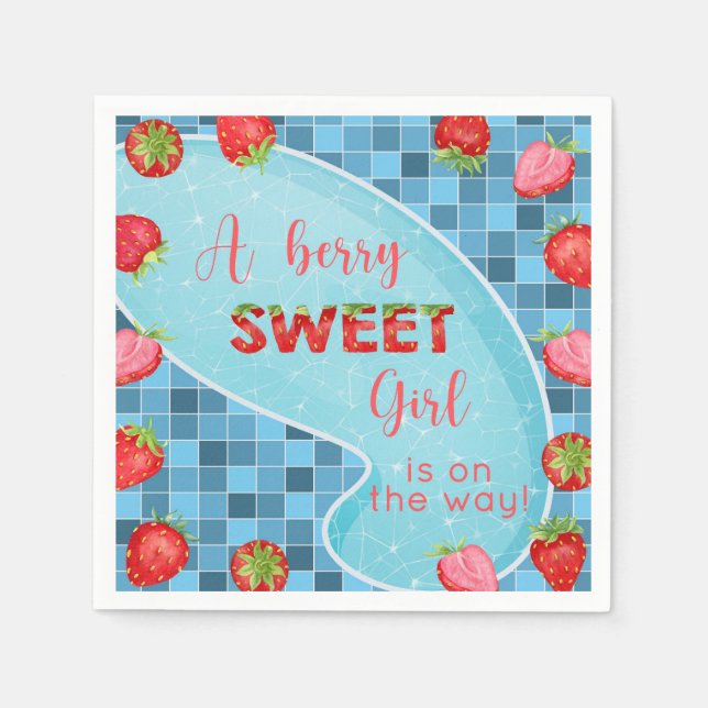 Strawberry berries girl baby shower napkins. napkins (Front)