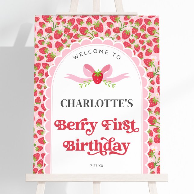 Strawberry Berry 1st Birthday 16x20 Welcome Foam Board (Strawberry Berry 1st Birthday 16x20 Welcome Foam Board)
