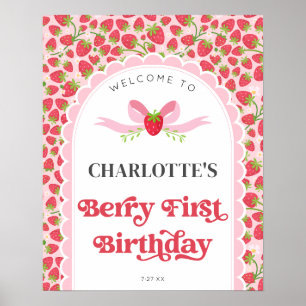Strawberry Berry 1st Birthday 16x20 Welcome Poster
