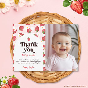 Strawberry Berry 1st Birthday Thank You Card