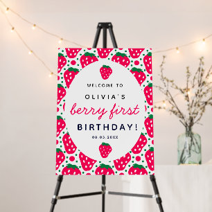 Strawberry Berry 1st Girl Birthday Welcome Sign