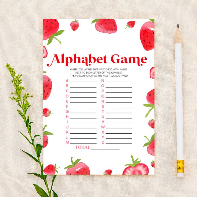 Strawberry Berry Alphabet Baby Shower Game Stationery (Creator Uploaded)