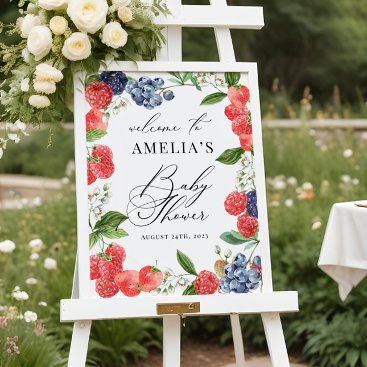 Strawberry Berry Baby Shower Welcome Sign