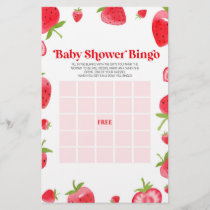 Strawberry Berry Bingo Baby Shower Game Stationery