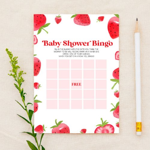 Strawberry Berry Bingo Baby Shower Game
