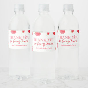 Strawberry Berry Birthday Party Favor Water Bottle Label
