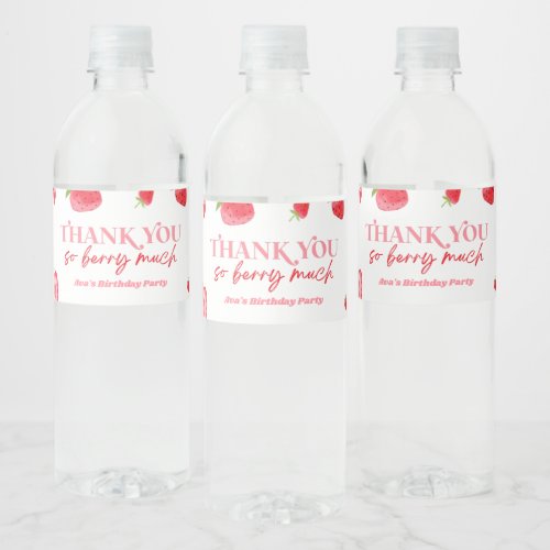 Strawberry Berry Birthday Party Favor  Water Bottle Label