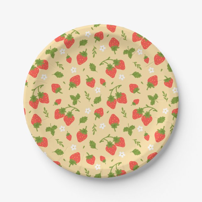 Strawberry Berry Birthday Party Paper Plates (Front)