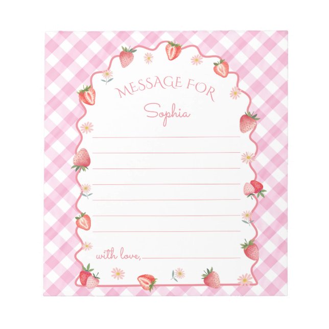 Strawberry Berry Birthday Time Capsule Message Notepad (Front)