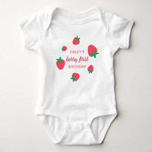 Strawberry Berry First 1st Baby Birthday Baby Bodysuit