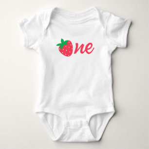 Strawberry Berry First 1st Baby Birthday Bodysuit