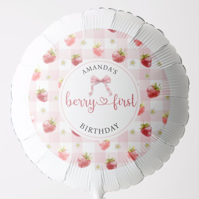 Strawberry Berry First 1st Birthday  Balloon (Front)