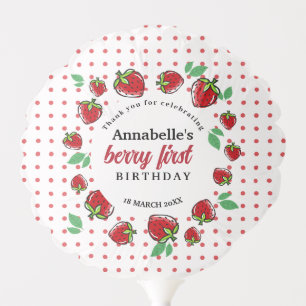Strawberry Berry First 1st Birthday  Party Balloon
