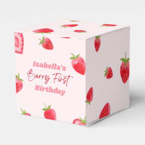 Strawberry Berry First 1st Birthday Party Favor Boxes