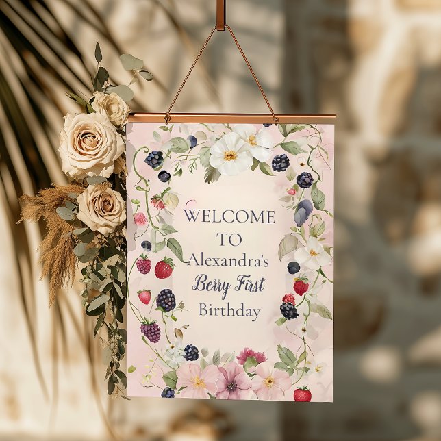  Strawberry Berry First 1st Birthday Party  Foam Board (Creator Uploaded)