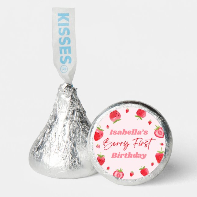 Strawberry Berry First 1st Birthday Party Hershey®'s Kisses® (Front)