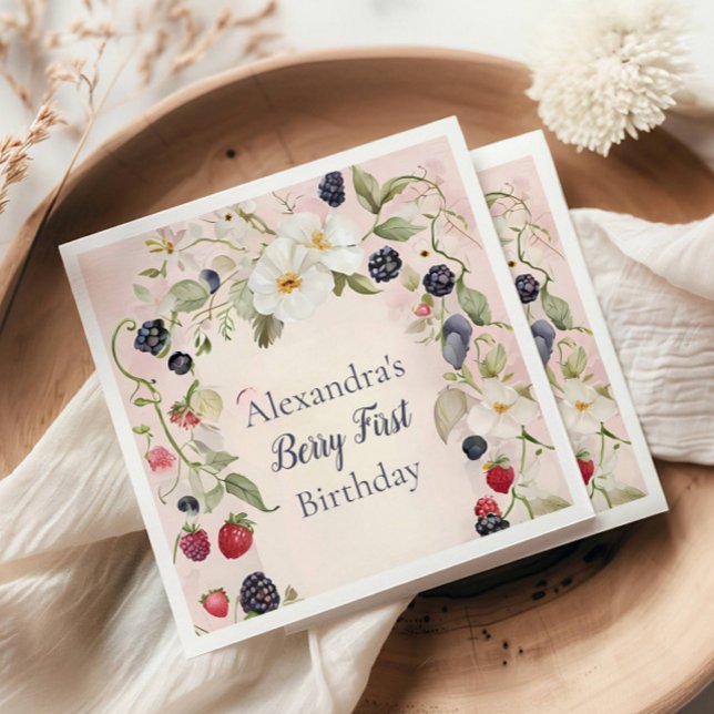  Strawberry Berry First 1st Birthday Party  Napkins (Creator Uploaded)