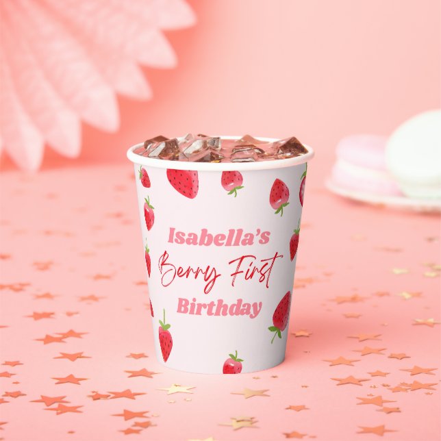 Strawberry Berry First 1st Birthday Party Paper Cups (Insitu)