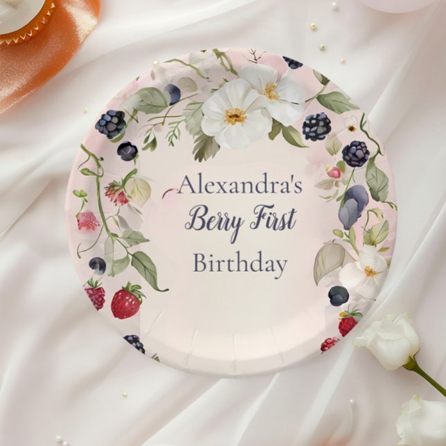  Strawberry Berry First 1st Birthday Party  Paper Plates (Creator Uploaded)