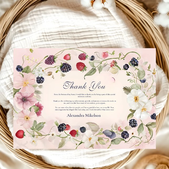  Strawberry Berry First 1st Birthday Party  Thank You Card (Creator Uploaded)