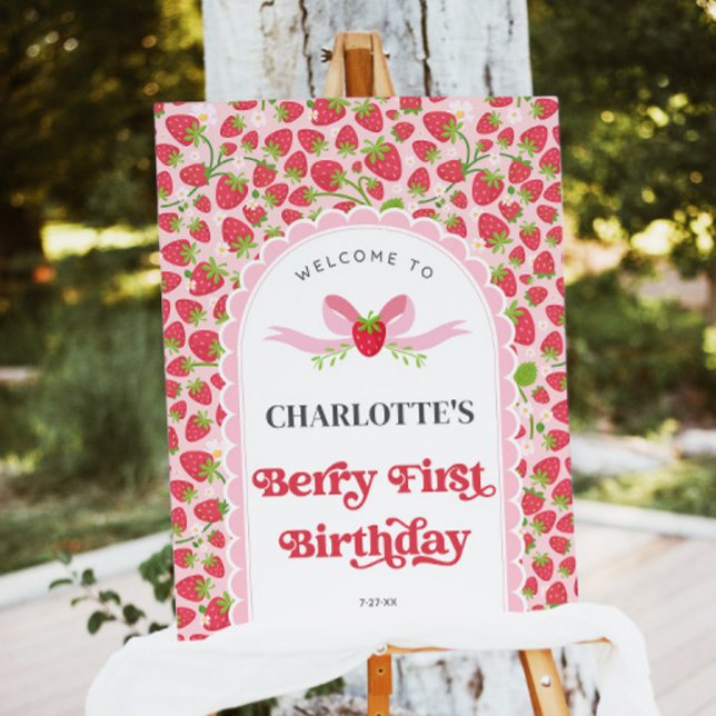  Strawberry Berry First Birthday 18x24 Welcome Foam Board (Strawberry Berry First Birthday 18x24 Welcome Foam Board)