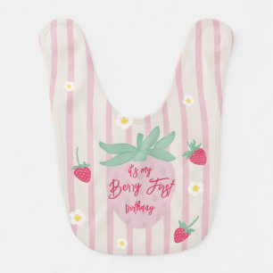 Strawberry Berry First Birthday Baby Bib