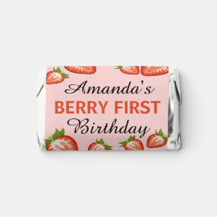 Strawberry Berry first birthday baby Girl pink  Hershey's Miniatures