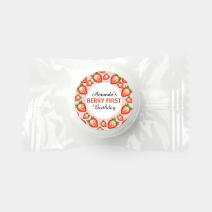Strawberry Berry first birthday baby Girl pink Life Saver® Mints