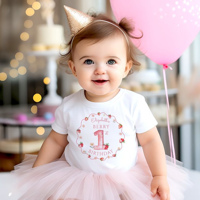 Strawberry Berry First Birthday Baby  T-Shirt (Creator Uploaded)