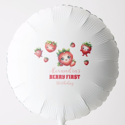 Strawberry Berry First Birthday Balloon