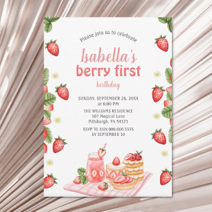 Strawberry Berry First Birthday Berry Weet Invitation