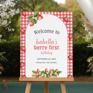 Strawberry Berry First Birthday Berry Welcome Sign
