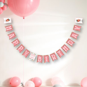 Strawberry Berry First Birthday Bunting Flags