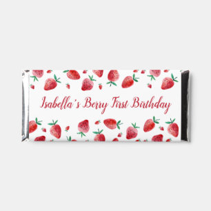 Strawberry Berry First Birthday Candy Bar Wrapper