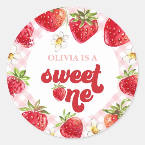 Strawberry Berry First Birthday Classic Round Sticker