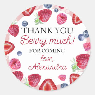 Strawberry Berry First Birthday Classic Round Sticker