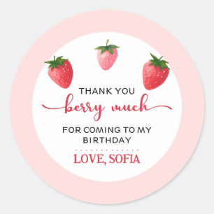 Strawberry Berry First Birthday Classic Round Sticker