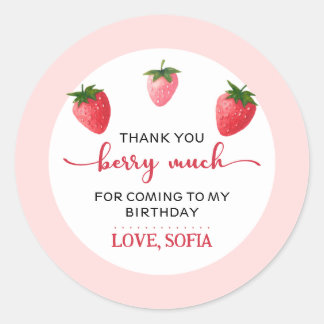 Strawberry Berry First Birthday  Classic Round Sticker