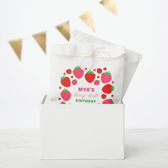 Strawberry Berry First Birthday  Favor Bag (Party)