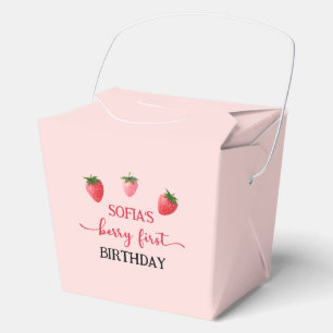 Strawberry Berry First Birthday Favor Boxes