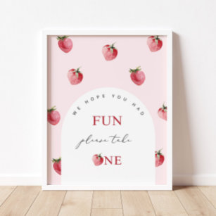 Strawberry berry first birthday Favors Poster