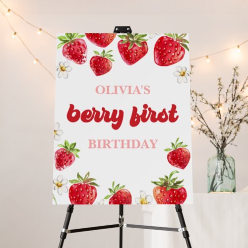 Strawberry Berry First Birthday Foam Board