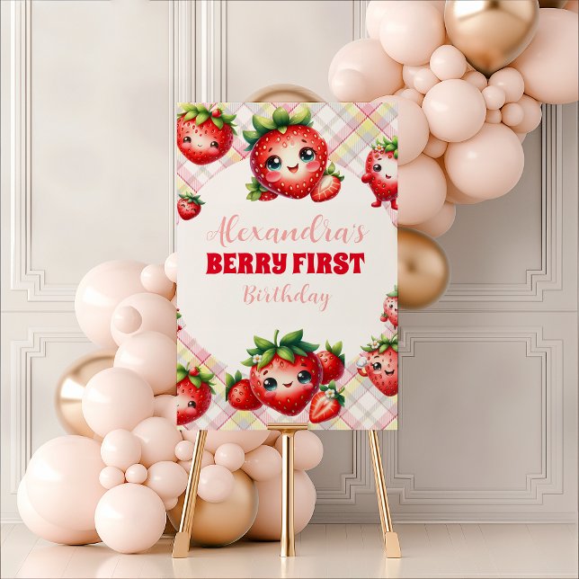 Strawberry Berry First Birthday Foam Board (Creator Uploaded)