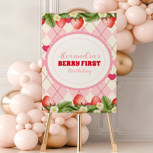 Strawberry Berry First Birthday Foam Board