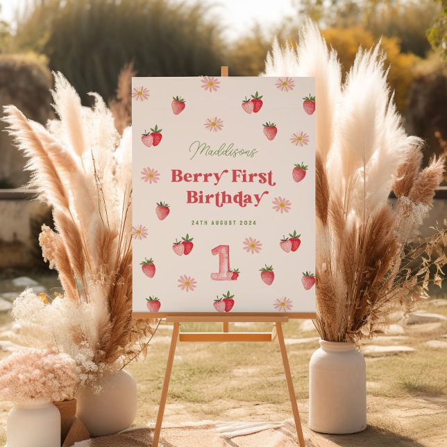 Strawberry Berry First Birthday Girl Welcome Foam Board (Creator Uploaded)