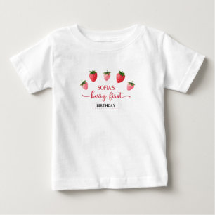 Strawberry Berry First Birthday Guest of Honor Baby T-Shirt