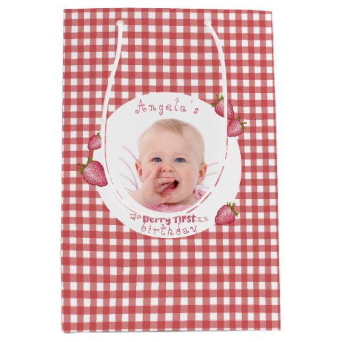 Strawberry Berry First Birthday Medium Gift Bag