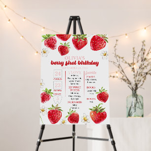 Strawberry Berry First Birthday Milestone Foam Board