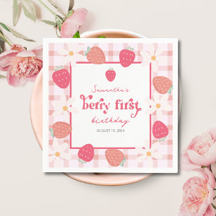 Strawberry Berry First Birthday Napkins