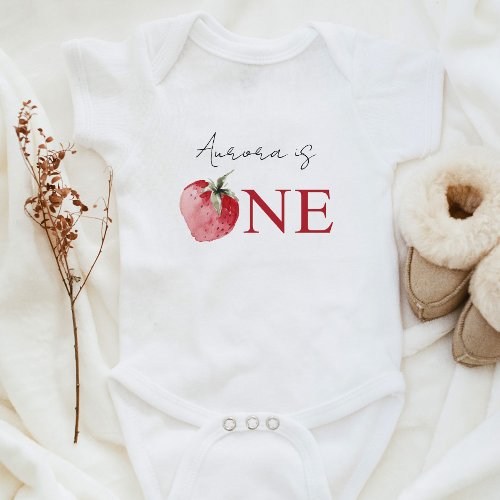 Strawberry berry first birthday one baby bodysuit